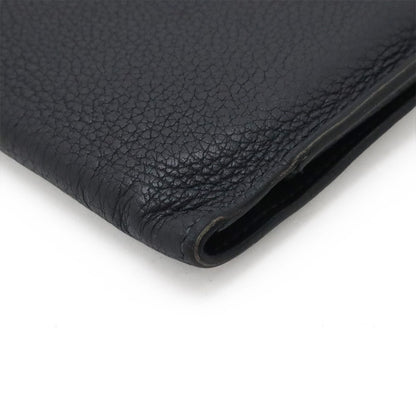 Hermes Dogon Compact Coin Purse Card Case Taurillon Clemence Black Navy Silver — view 3