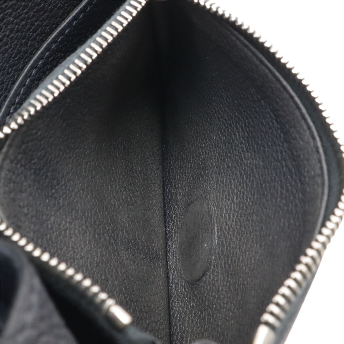 Hermes Dogon Compact Coin Purse Card Case Taurillon Clemence Black Navy Silver — view 8