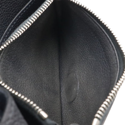 Hermes Dogon Compact Coin Purse Card Case Taurillon Clemence Black Navy Silver — view 8