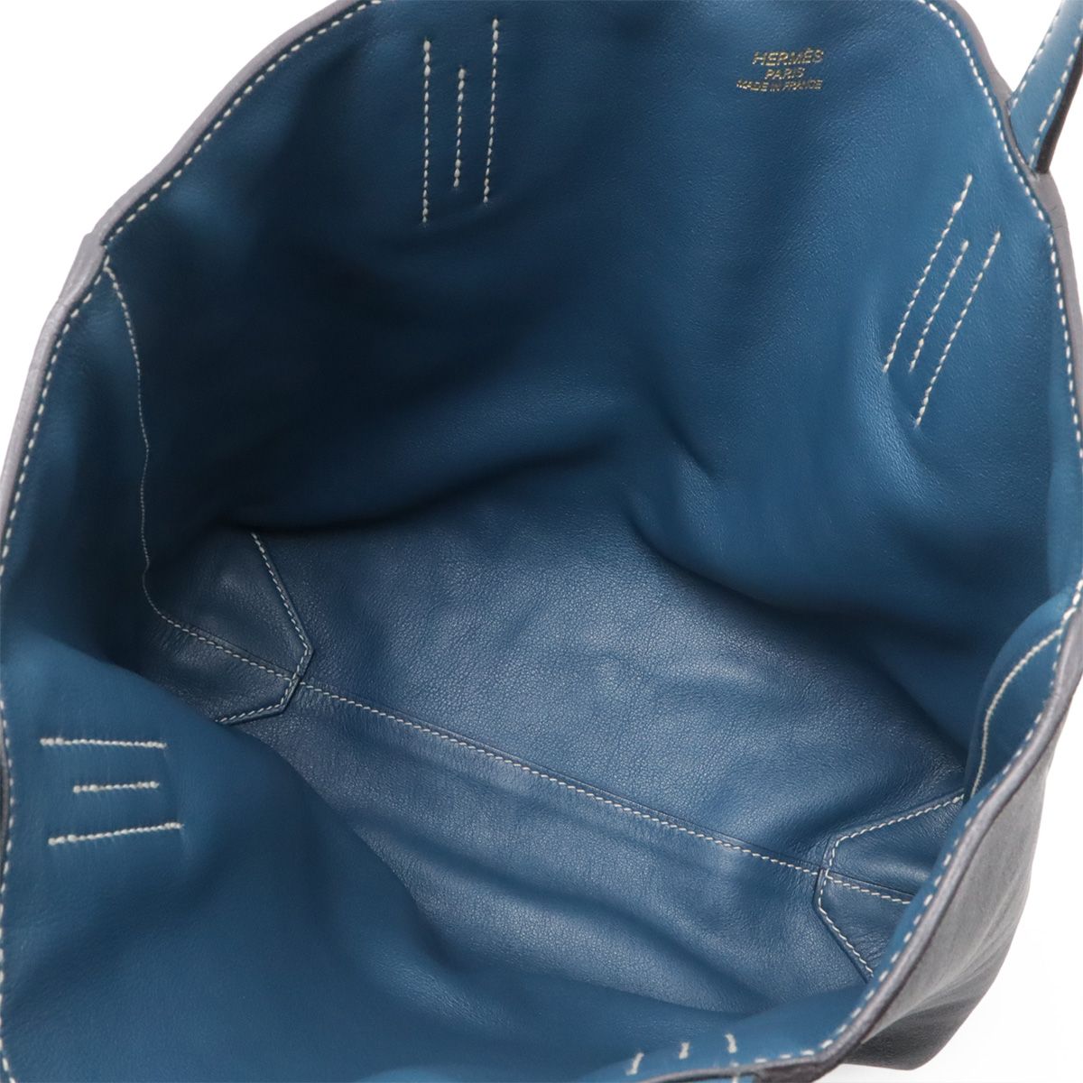 Hermes Double Sens 28 Tote Reversible Veau Sikkim Leather Navy Blue — view 5