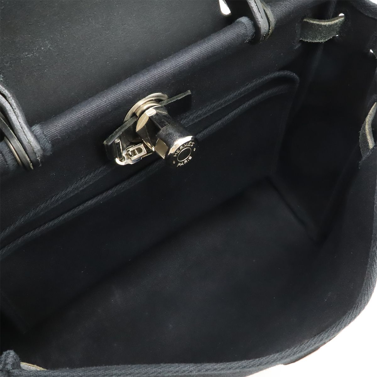 Hermes Herbag PM 2-Way Shoulder Bag Toile Officier GM Black Beige — view 6