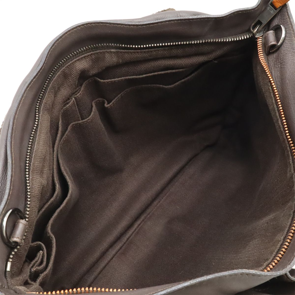 Hermes Caravan Horizontal MM Tote Crossbody Voderma Leather Dark Brown Orange — view 8