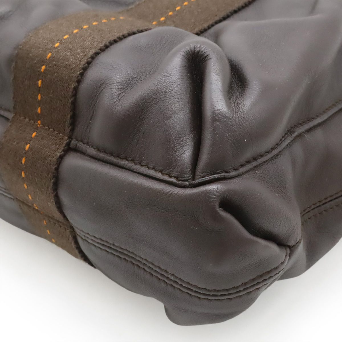 Hermes Caravan Horizontal MM Tote Crossbody Voderma Leather Dark Brown Orange — view 3