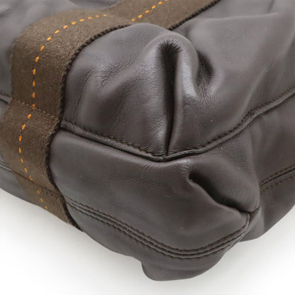 Hermes Caravan Horizontal MM Tote Crossbody Voderma Leather Dark Brown Orange — view 3