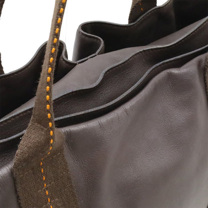Hermes Caravan Horizontal MM Tote Crossbody Voderma Leather Dark Brown Orange — view 6