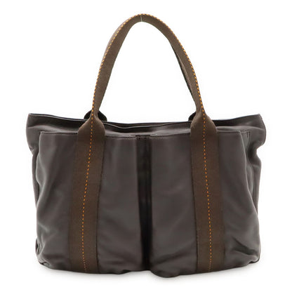 Hermes Caravan Horizontal MM Tote Crossbody Voderma Leather Dark Brown Orange
