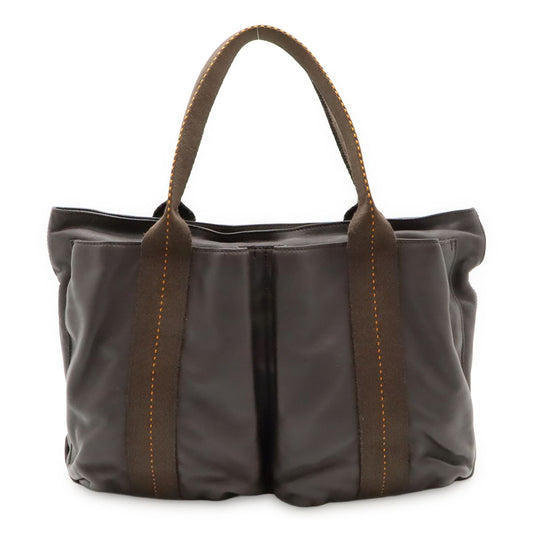 Hermes Caravan Horizontal MM Tote Crossbody Voderma Leather Dark Brown Orange