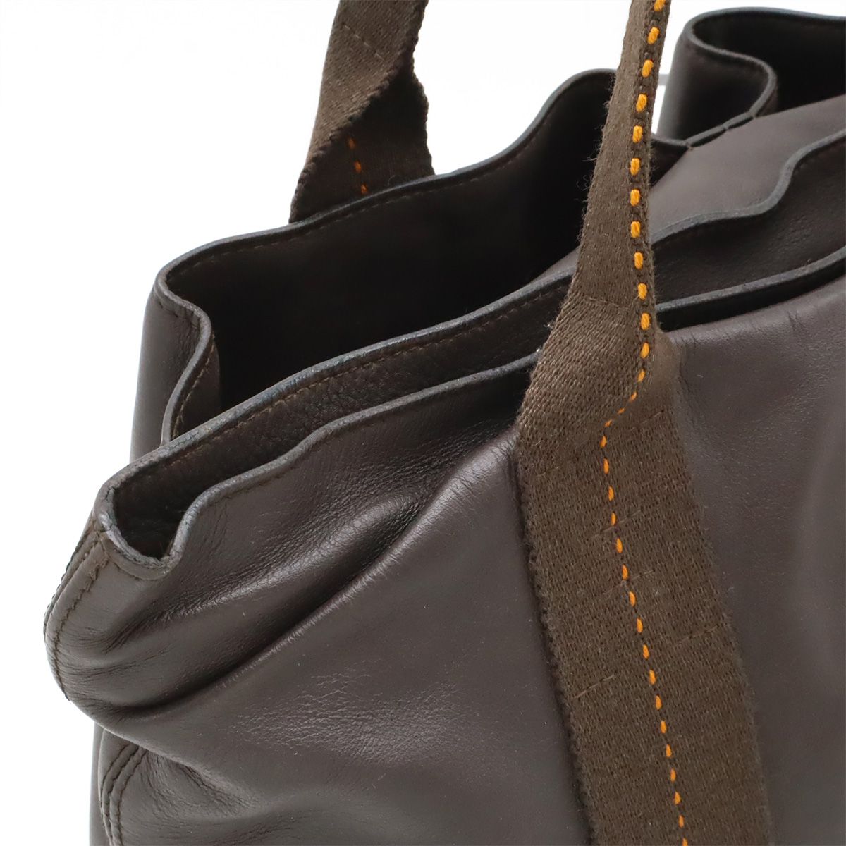 Hermes Caravan Horizontal MM Tote Crossbody Voderma Leather Dark Brown Orange — view 4
