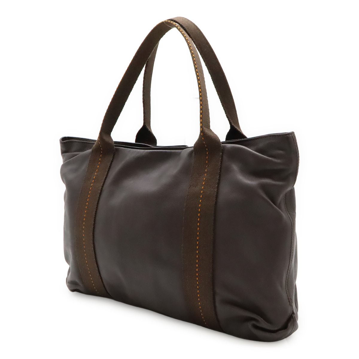 Hermes Caravan Horizontal MM Tote Crossbody Voderma Leather Dark Brown Orange — view 2
