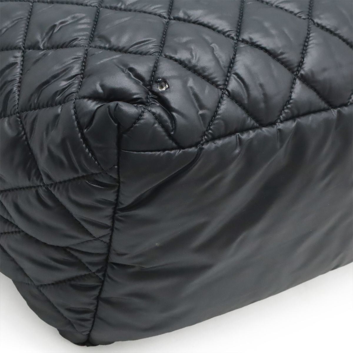 Chanel Coco Cocoon Small Tote Quilted Nylon Leather Black Silver — view 3