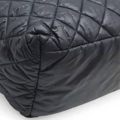 Chanel Coco Cocoon Small Tote Quilted Nylon Leather Black Silver — view 3