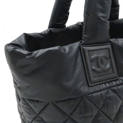 Chanel Coco Cocoon Small Tote Quilted Nylon Leather Black Silver — view 6