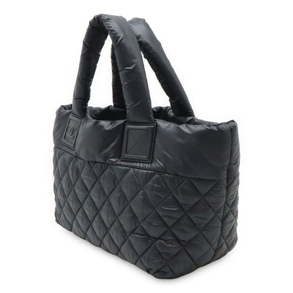 Chanel Coco Cocoon Small Tote Quilted Nylon Leather Black Silver — view 2