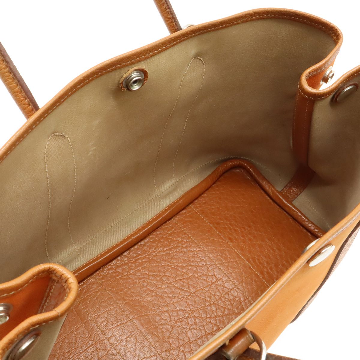Hermes Garden Party TPM Tote Toile Officier Leather Orange Silver — view 7
