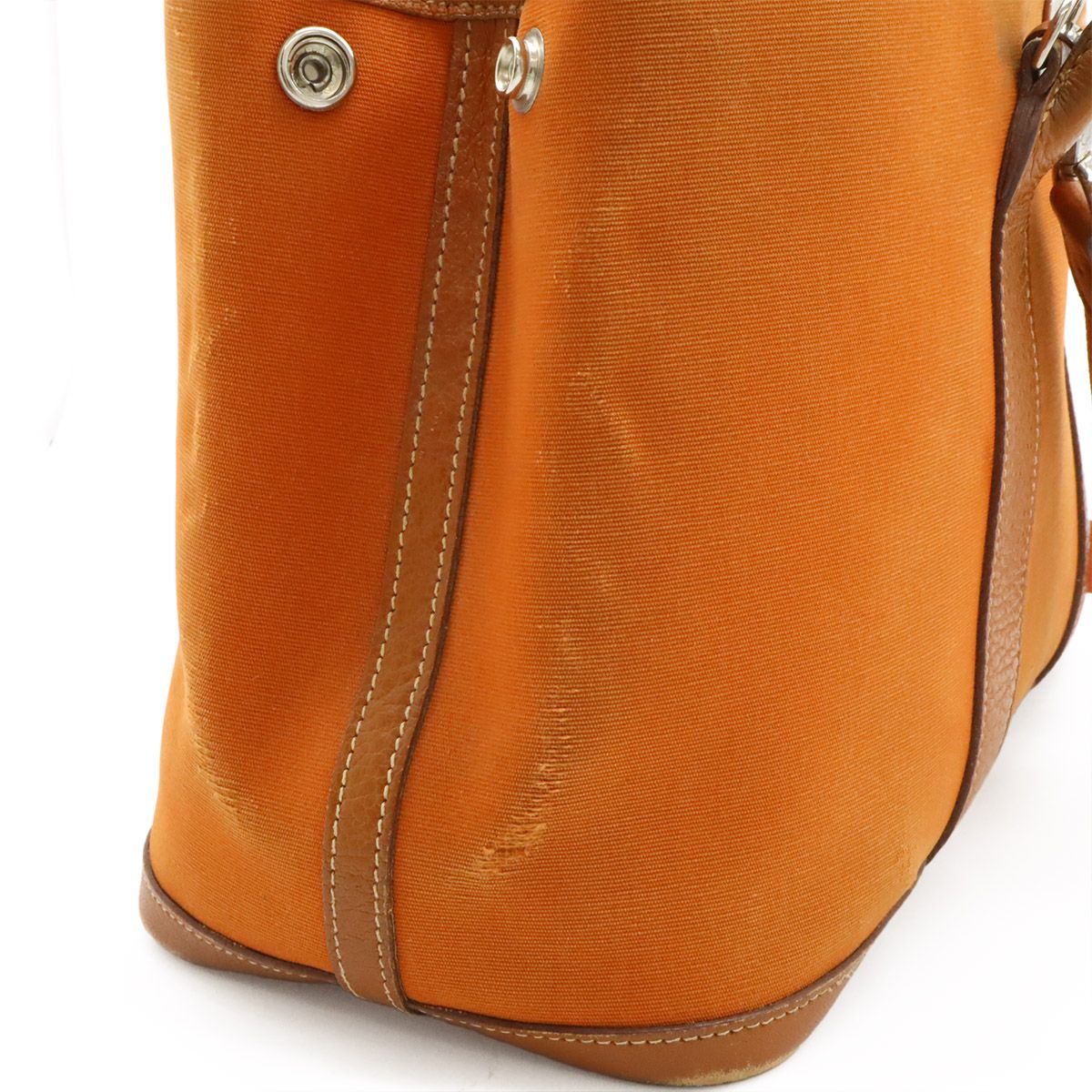 Hermes Garden Party TPM Tote Toile Officier Leather Orange Silver — view 9