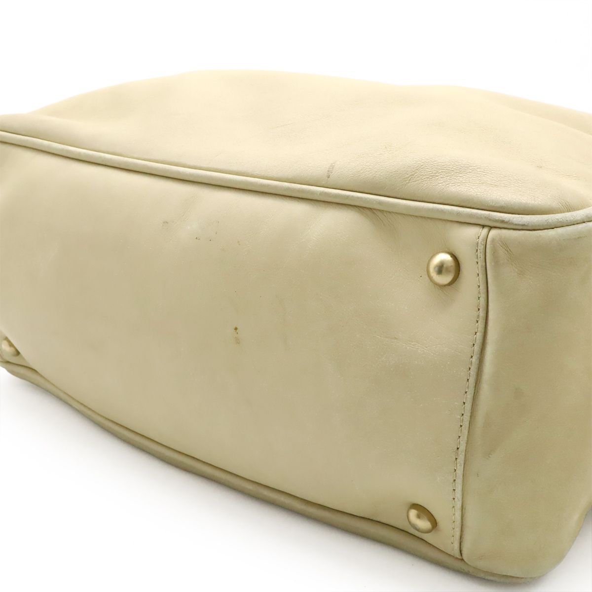 Chanel Camellia Logo Tote Shoulder Bag Leather Beige White Gold — view 9