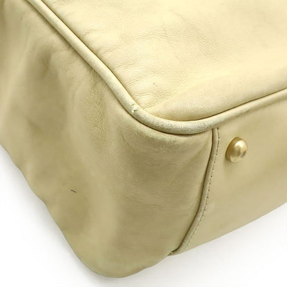 Chanel Camellia Logo Tote Shoulder Bag Leather Beige White Gold — view 3