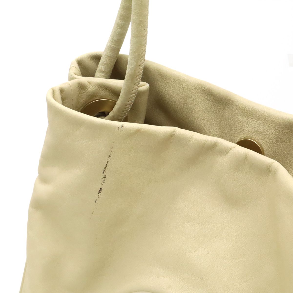 Chanel Camellia Logo Tote Shoulder Bag Leather Beige White Gold — view 5