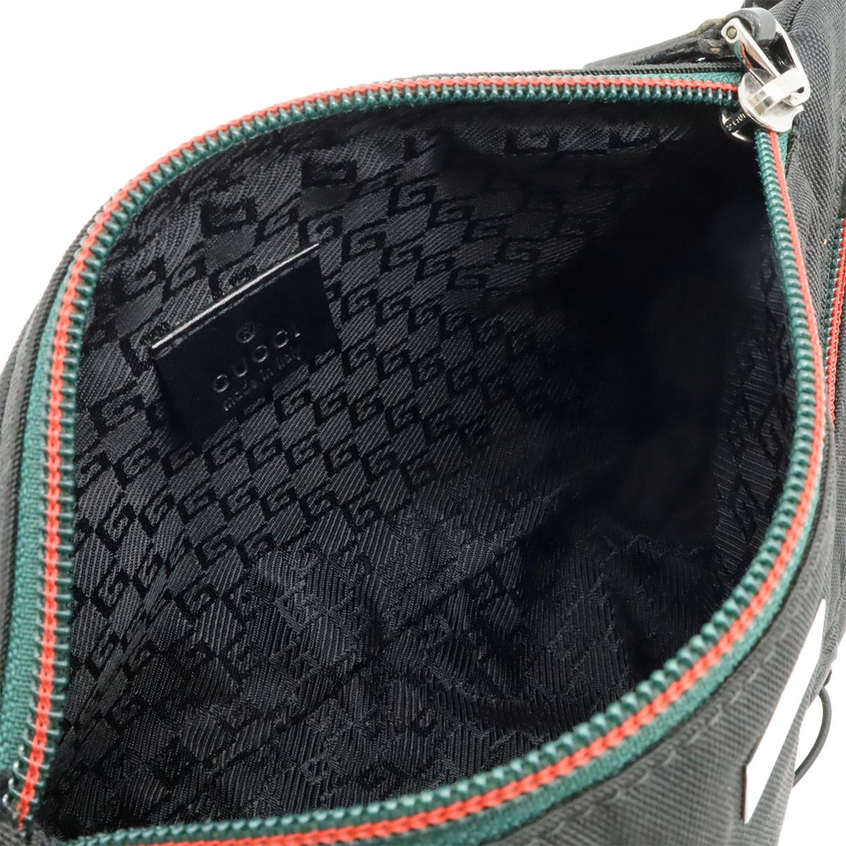 Gucci Sherry Line Belt Bag Waist Pouch Hip Nylon Canvas Black Silver — view 7