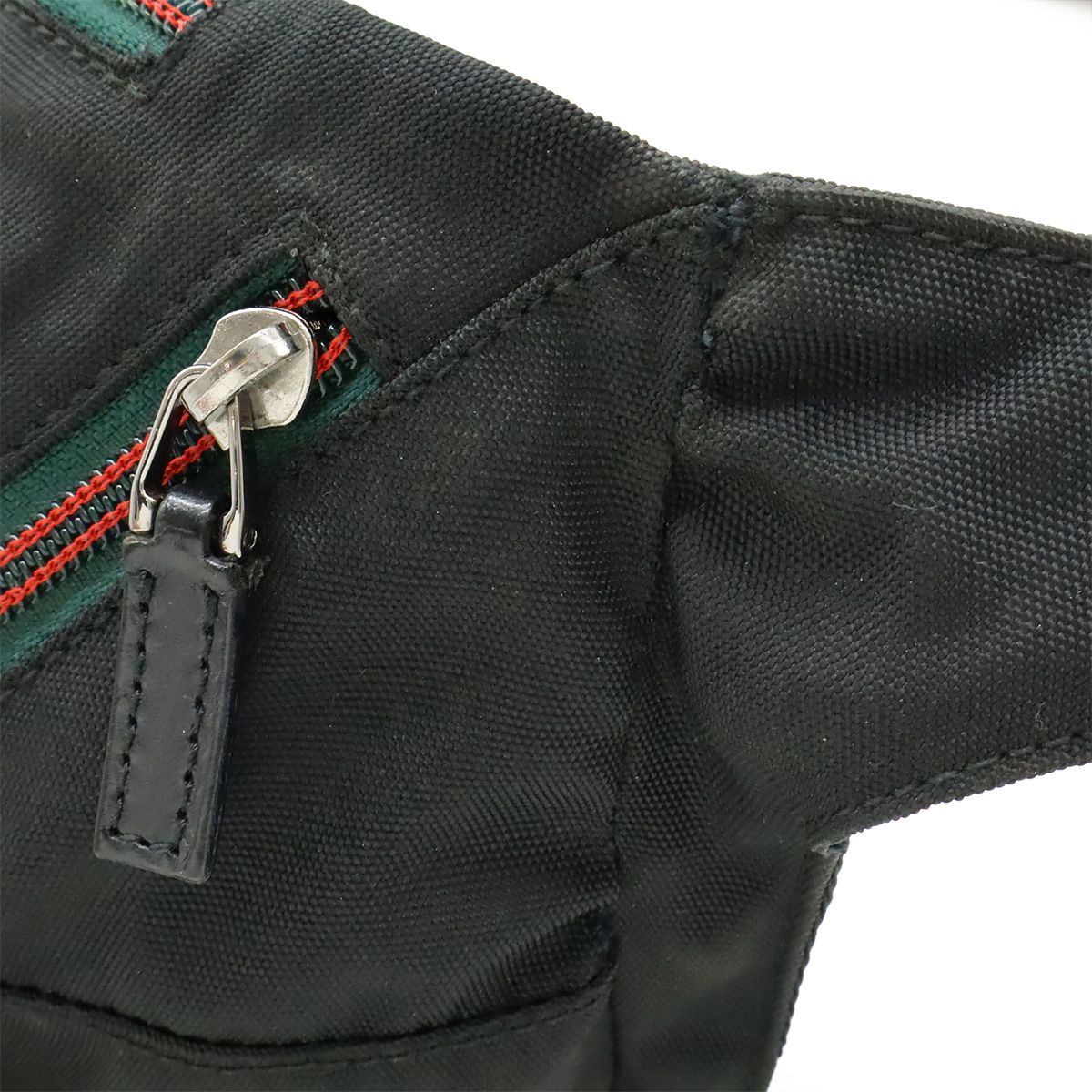 Gucci Sherry Line Belt Bag Waist Pouch Hip Nylon Canvas Black Silver — view 9