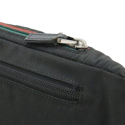Gucci Sherry Line Belt Bag Waist Pouch Hip Nylon Canvas Black Silver — view 8