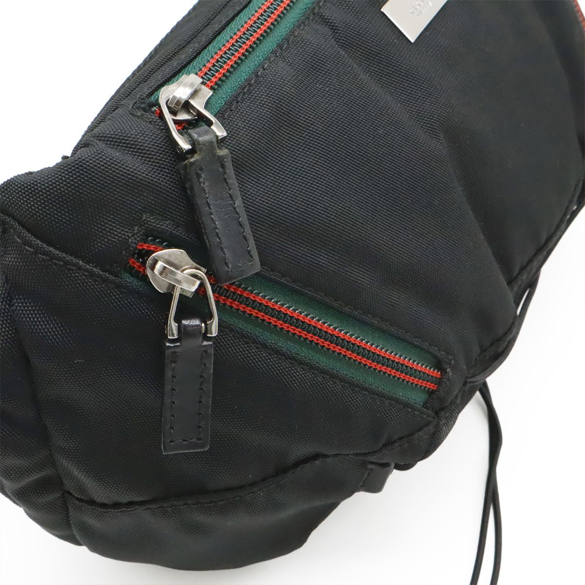 Gucci Sherry Line Belt Bag Waist Pouch Hip Nylon Canvas Black Silver — view 6