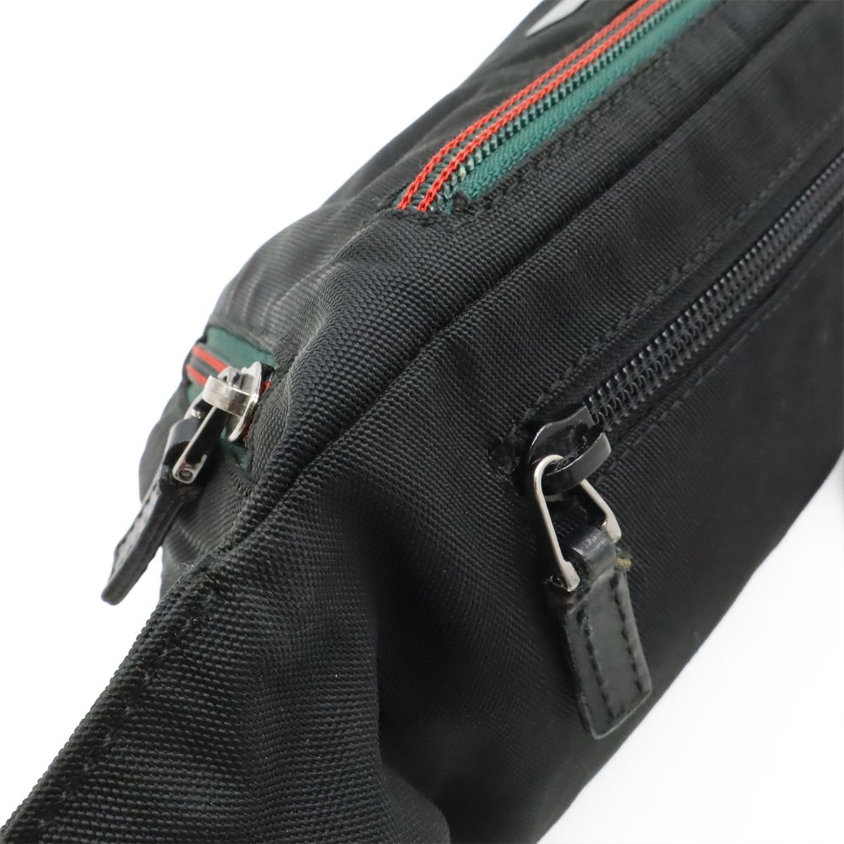 Gucci Sherry Line Belt Bag Waist Pouch Hip Nylon Canvas Black Silver — view 4