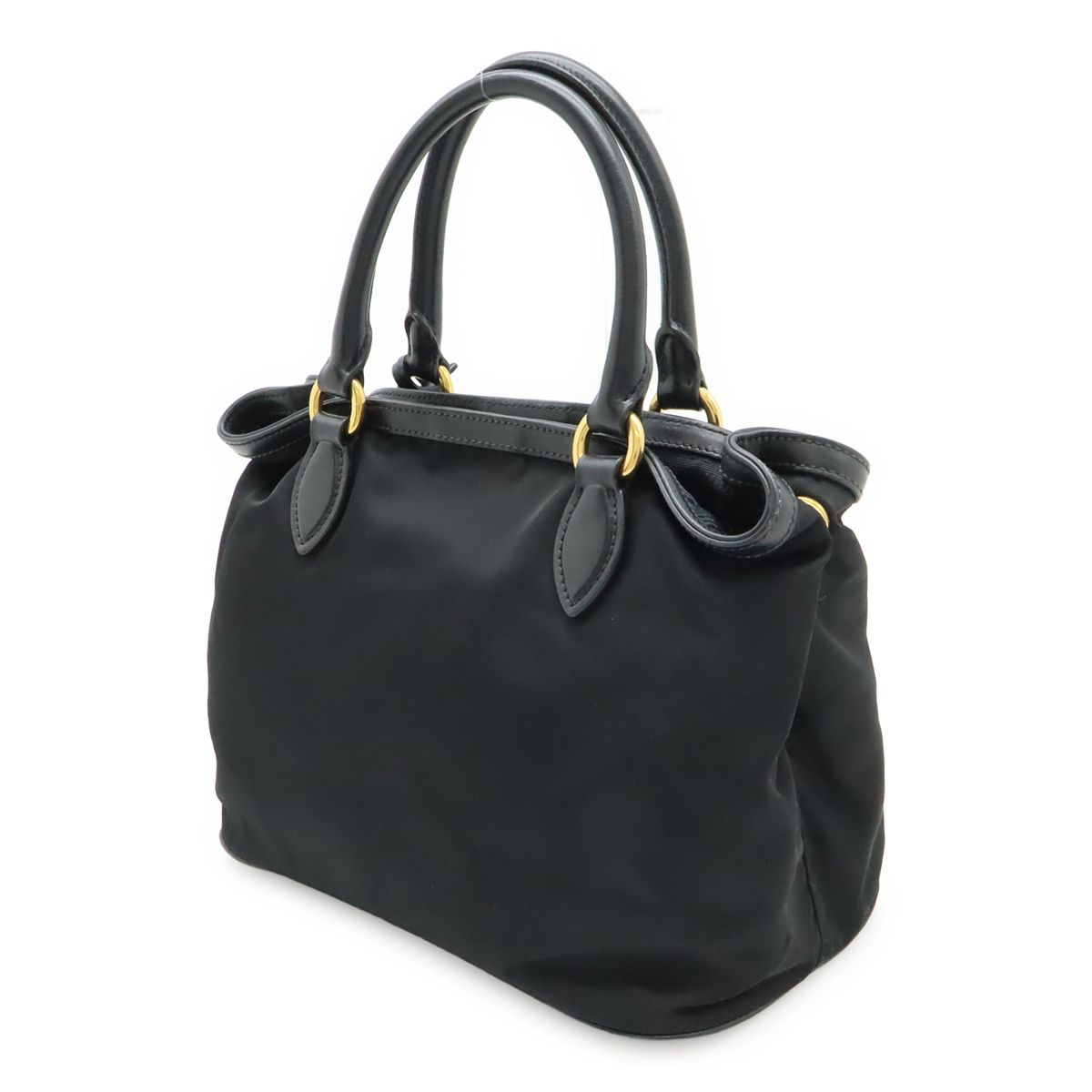 Prada Tote Nylon Leather Nero Black Gold — view 2