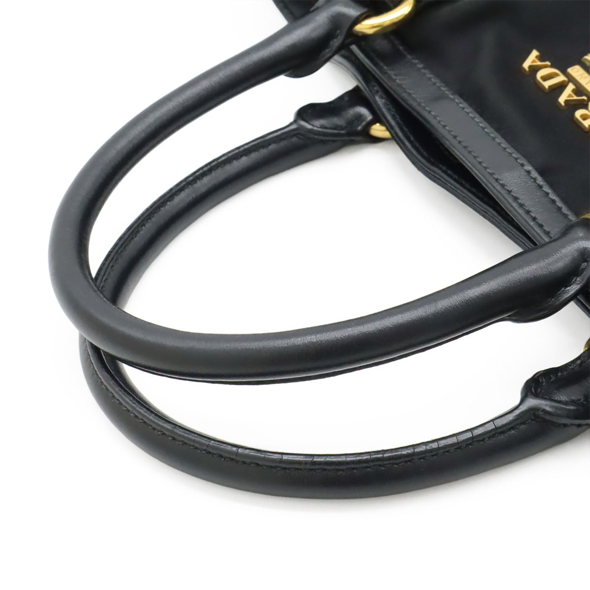 Prada Tote Nylon Leather Nero Black Gold — view 4