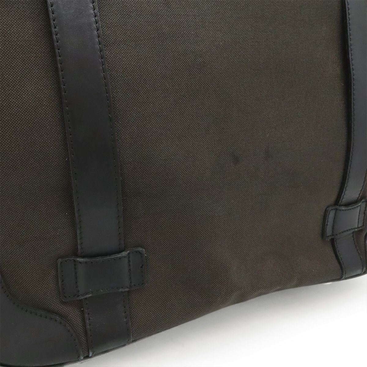 Prada Logo Jacquard Shoulder Bag Tote 2-Way Canvas Leather Brown Nero Black — view 8