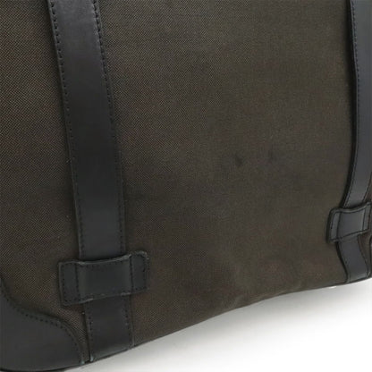 Prada Logo Jacquard Shoulder Bag Tote 2-Way Canvas Leather Brown Nero Black — view 8
