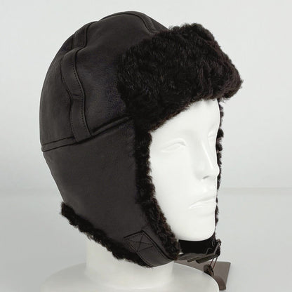 Louis Vuitton Flight Cap Sheepskin Hat Shearling Dark Brown — view 7