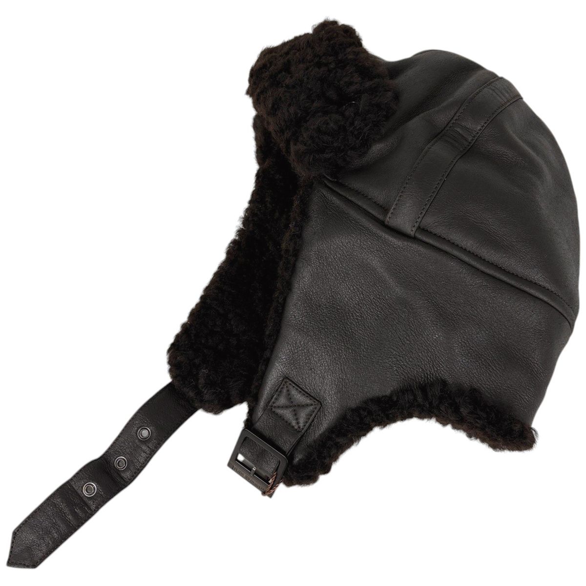 Louis Vuitton Flight Cap Sheepskin Hat Shearling Dark Brown