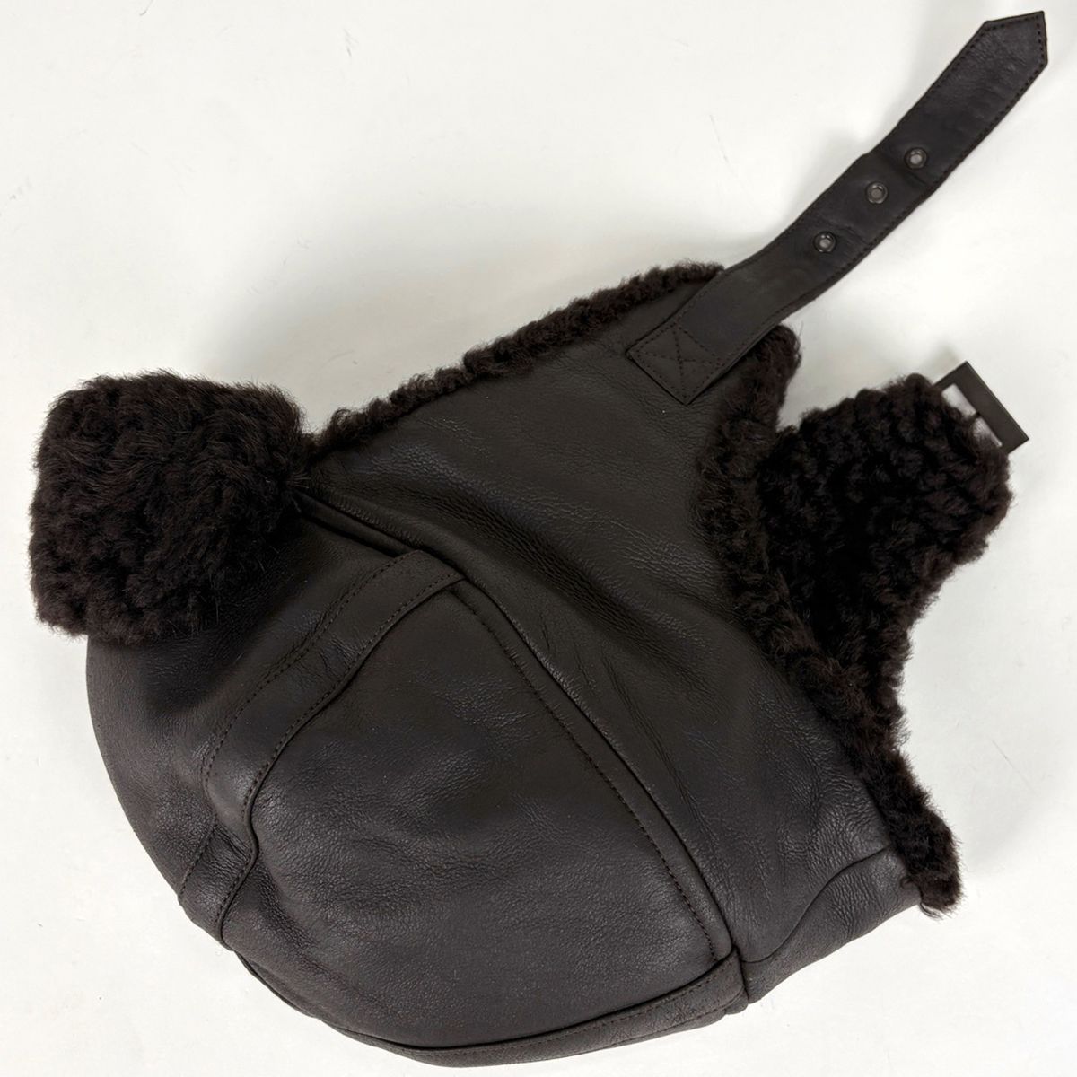 Louis Vuitton Flight Cap Sheepskin Hat Shearling Dark Brown — view 2