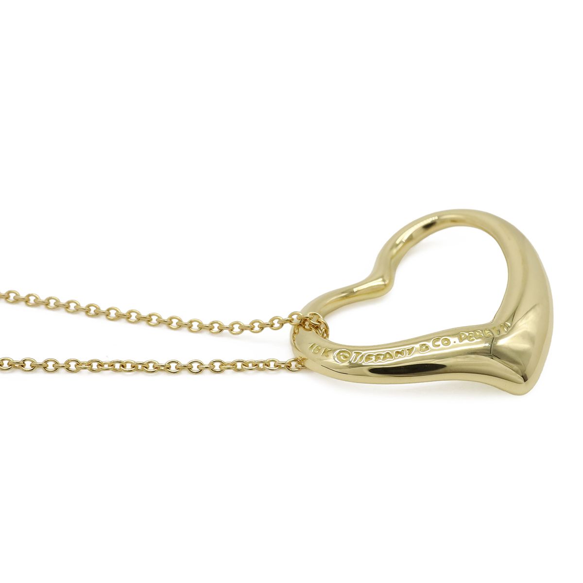 Tiffany & Co Elsa Peretti Open Heart Necklace Pendant 18k Yellow Gold — view 4
