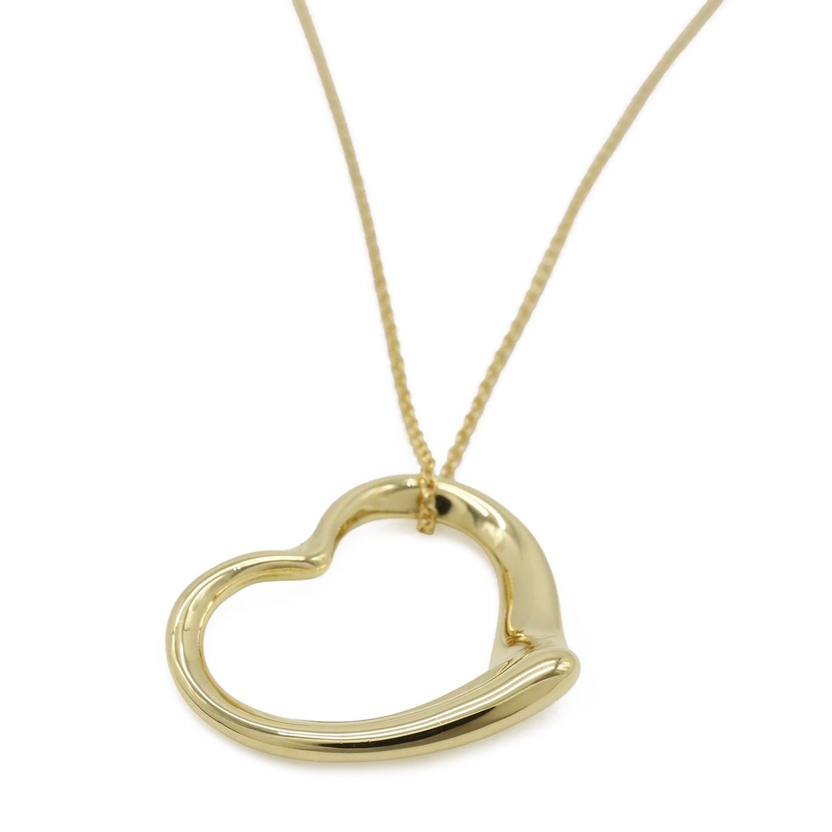 Tiffany & Co Elsa Peretti Open Heart Necklace Pendant 18k Yellow Gold — view 3