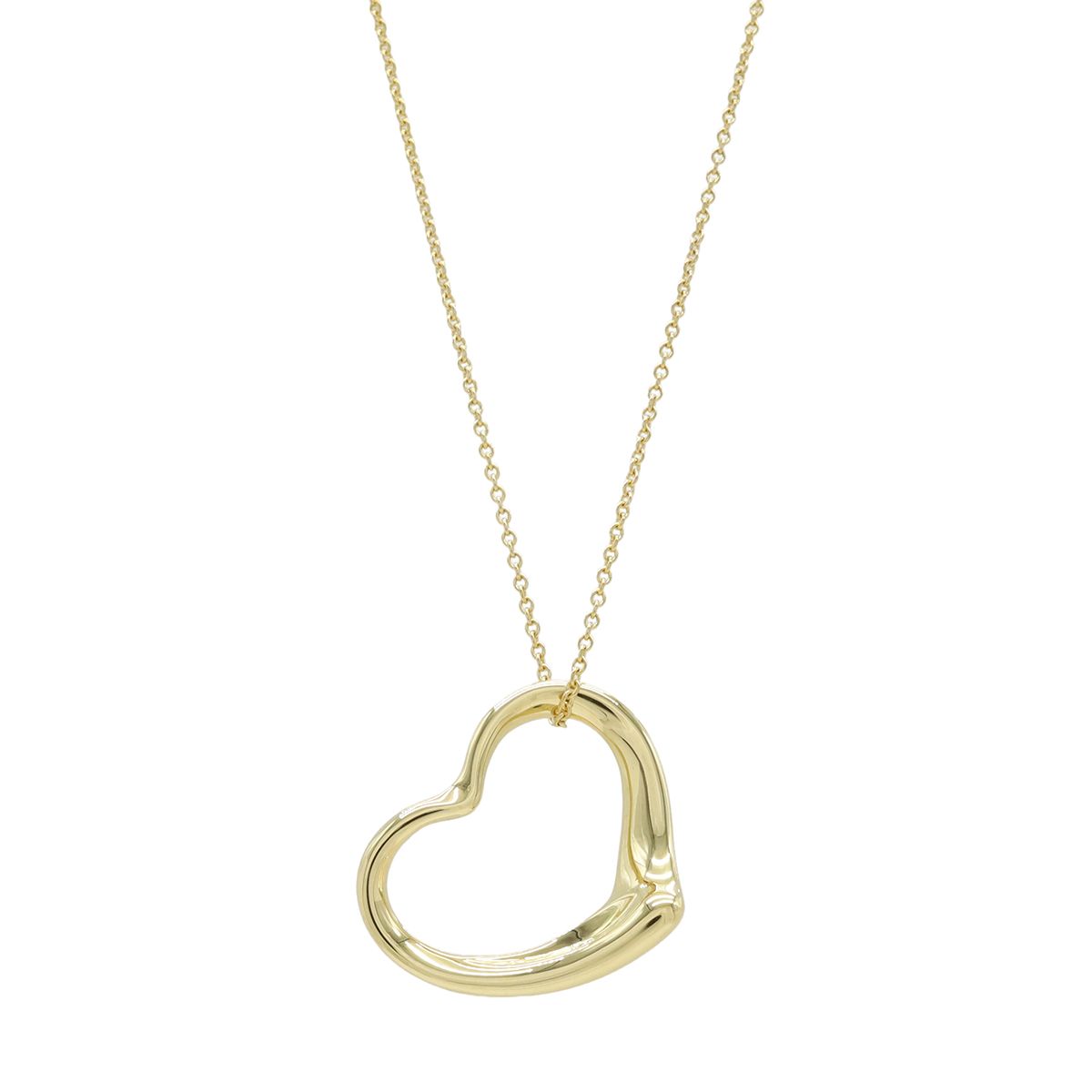 Tiffany & Co Elsa Peretti Open Heart Necklace Pendant 18k Yellow Gold