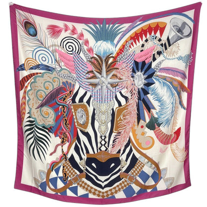 Hermes Carre Geant Cheval Masque Mask Scarf Cashmere Silk Fuchsia Multicolor