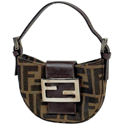 Fendi Zucca Pattern Mini Pouch Canvas Brown