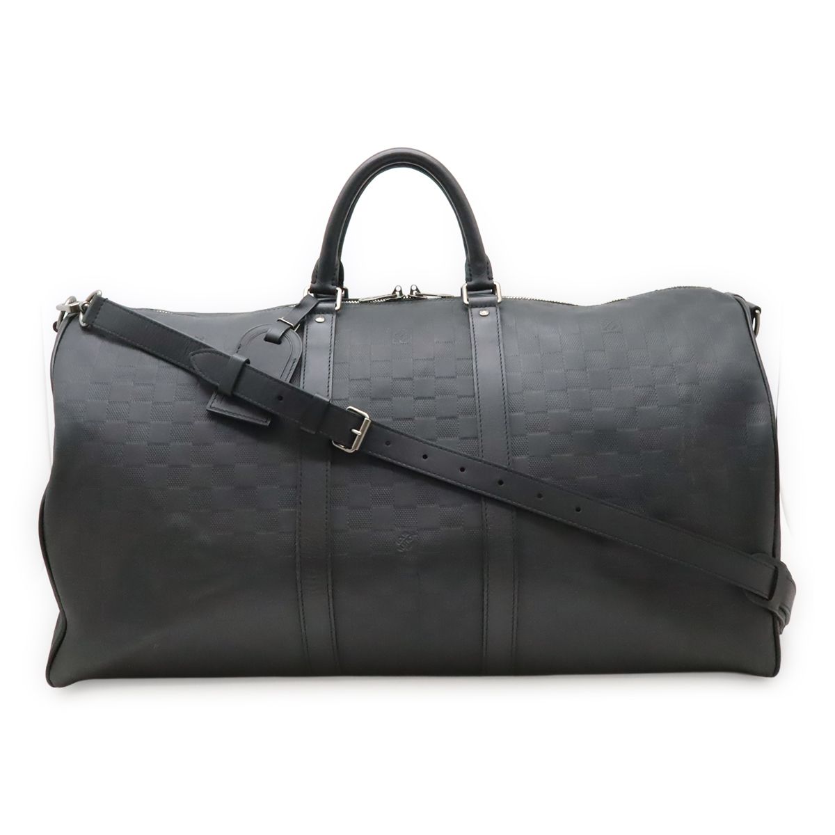 Louis Vuitton Damier Infini Keepall Bandouliere 55 Boston Bag 2-Way Onyx Black