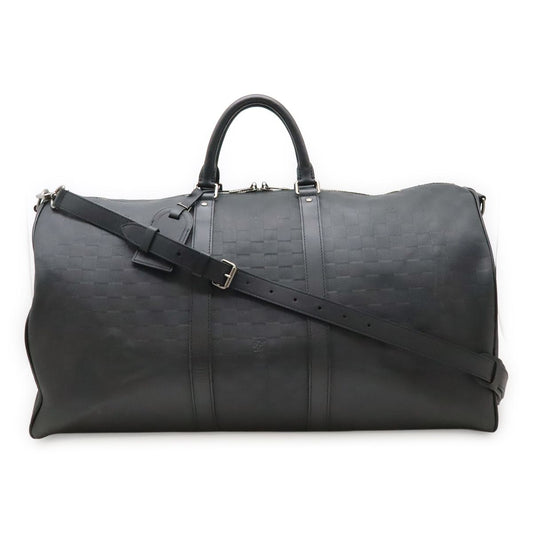 Louis Vuitton Damier Infini Keepall Bandouliere 55 Boston Bag 2-Way Onyx Black