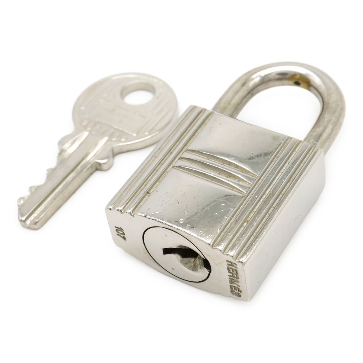 Hermes Cadena Padlock Key with Key Metal Silver
