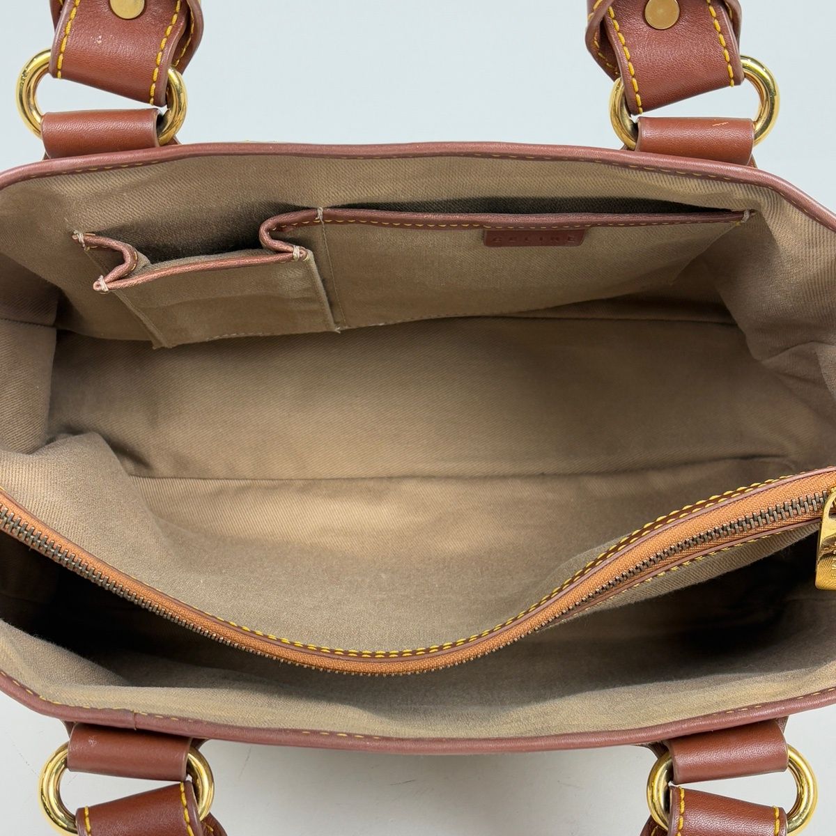 Celine Boogie Bag Macadam Pattern Handbag Canvas Beige Brown — view 7
