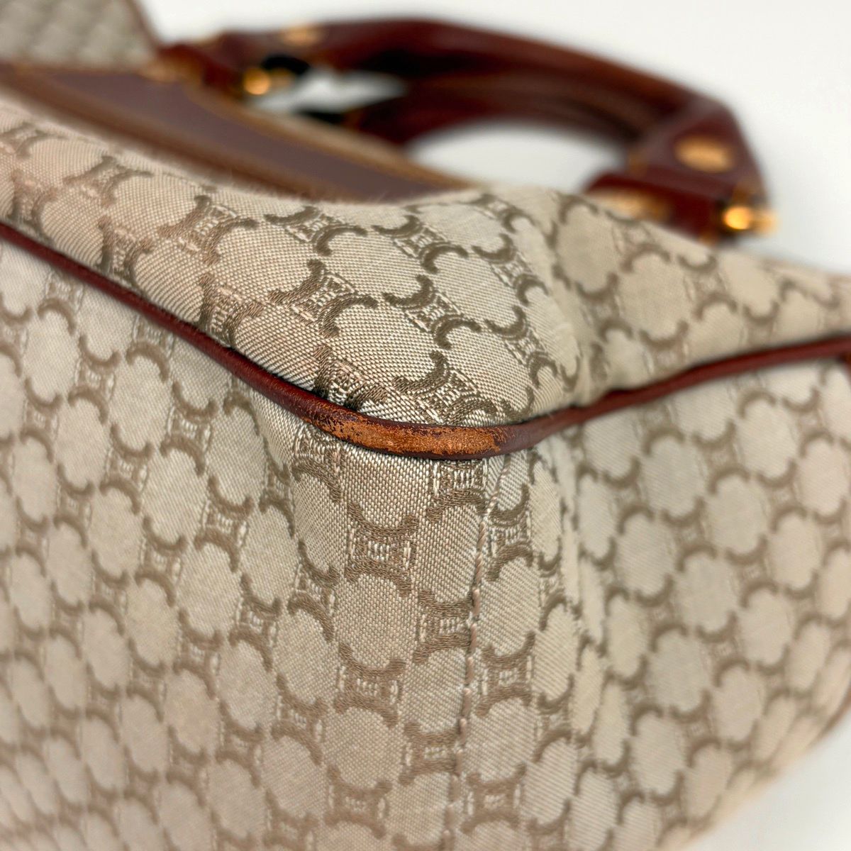 Celine Boogie Bag Macadam Pattern Handbag Canvas Beige Brown — view 3