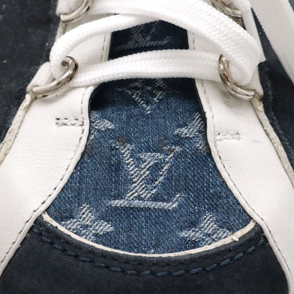Louis Vuitton Monogram Denim Low Cut Sneakers Shoes Suede Blue Black White 7.5 — view 7