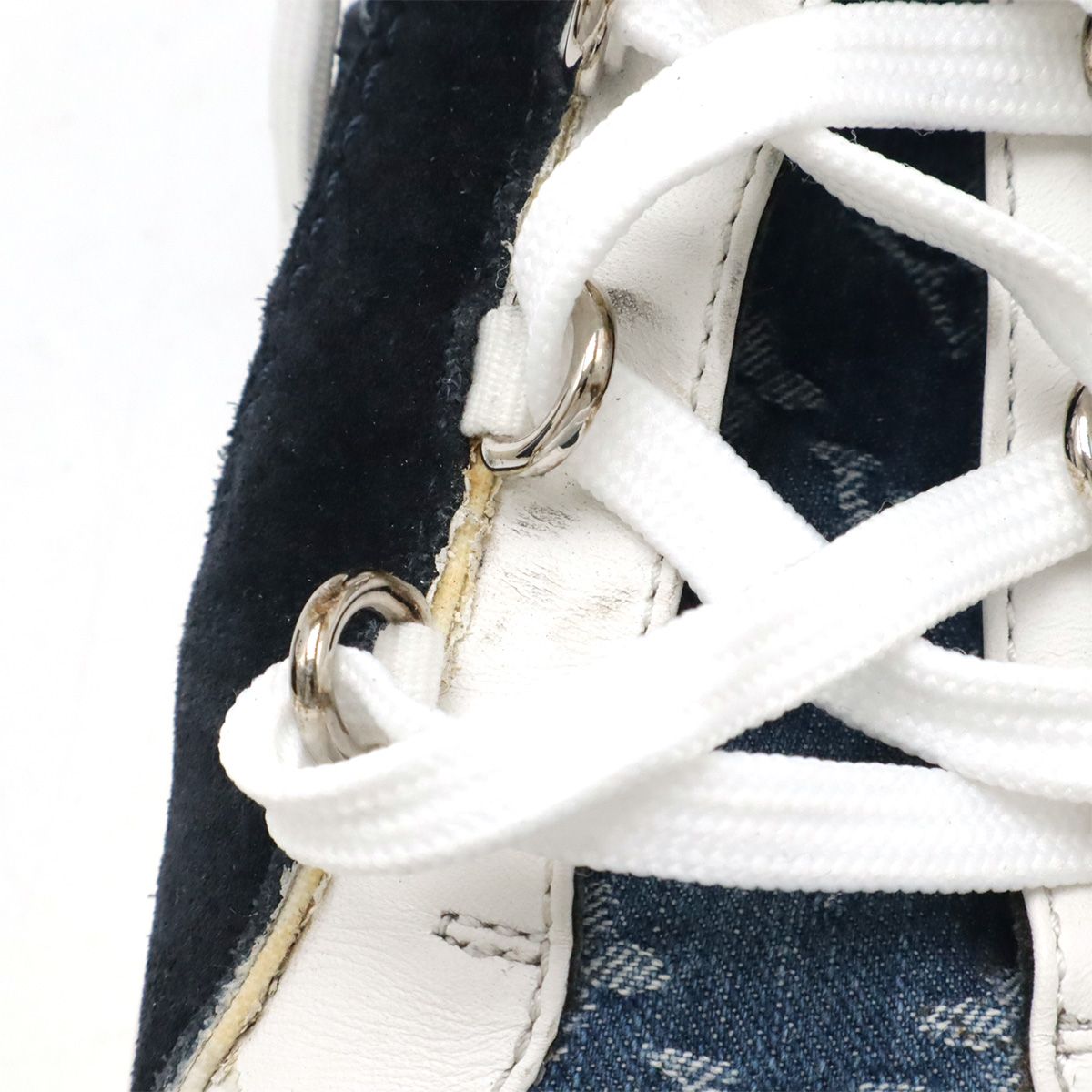 Louis Vuitton Monogram Denim Low Cut Sneakers Shoes Suede Blue Black White 7.5 — view 5