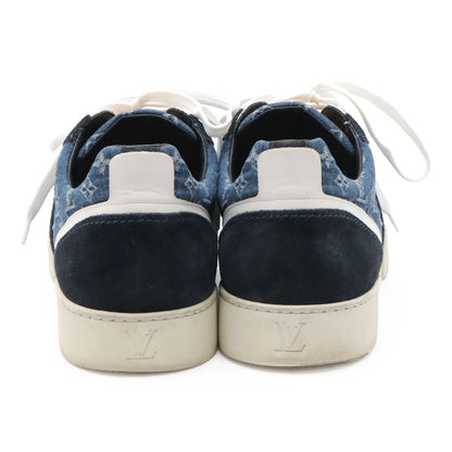 Louis Vuitton Monogram Denim Low Cut Sneakers Shoes Suede Blue Black White 7.5 — view 3