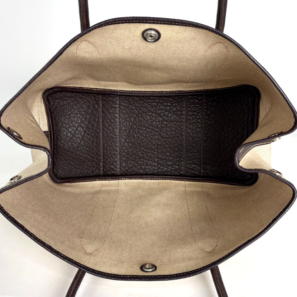 Hermes Garden Party PM Tote Toile Ash Natural Brown — view 8
