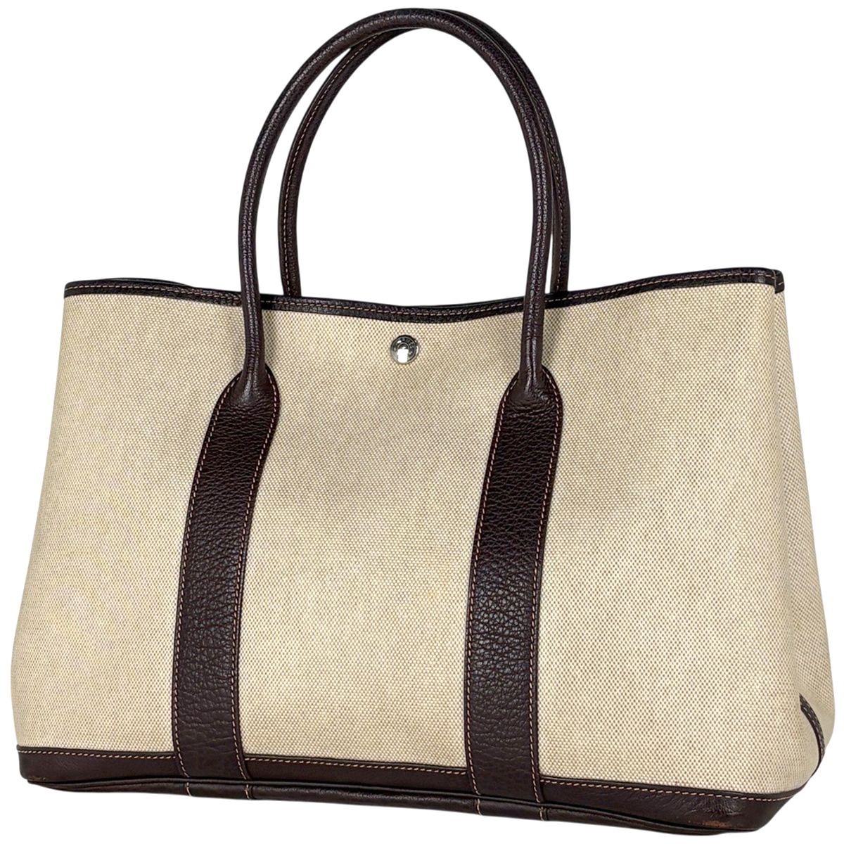 Hermes Garden Party PM Tote Toile Ash Natural Brown