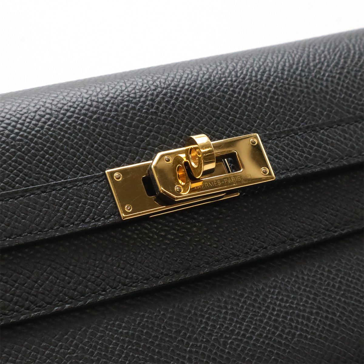 Hermes Kelly Wallet Long Bifold Veau Epsom Black Gold — view 4